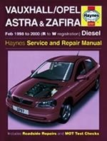 Reparaturanleitung Vauxhall / Opel Astra & Zafira Diesel (Feb 98 - Sept 00) R to W (VERSANDKOSTENFREI)