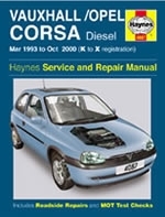 Reparaturanleitung Vauxhall / Opel Corsa Diesel (Mar 93 - Oct 00) K to X (VERSANDKOSTENFREI)
