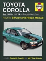 Reparaturanleitung Toyota Corolla Petrol (Aug 92 - 97) K to P (VERSANDKOSTENFREI)